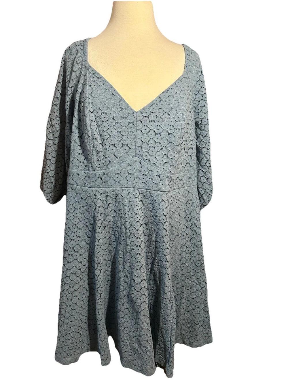 Torrid Sweetheart Skater Mini Dress Womens Size 2X Mountain Spring Blue Lace